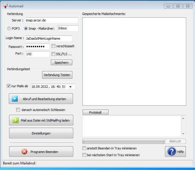 Automail - eMail Attachments automatisch downloaden und nachverarbeiten.