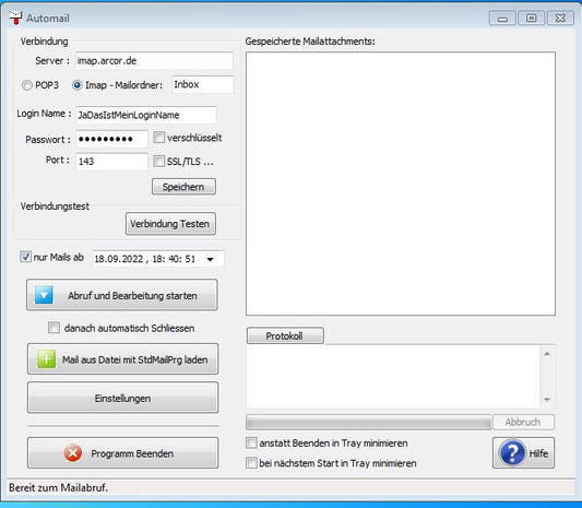 Automail - eMail Attachments automatisch downloaden und nachverarbeiten.
